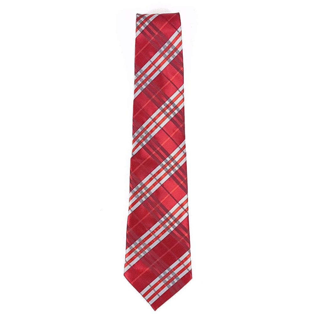 Kai Long Mens‎ Silk Necktie Lot 3 Red Burgundy Plaid Geometric Hand Made Ties - Picture 2 of 13